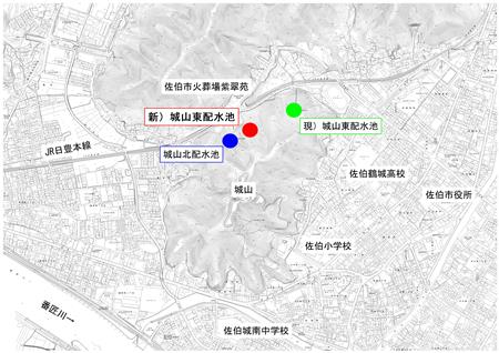 城山東配水池位置図