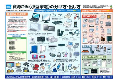 家庭の資源ごみ（小型家電）の分け方・出し方