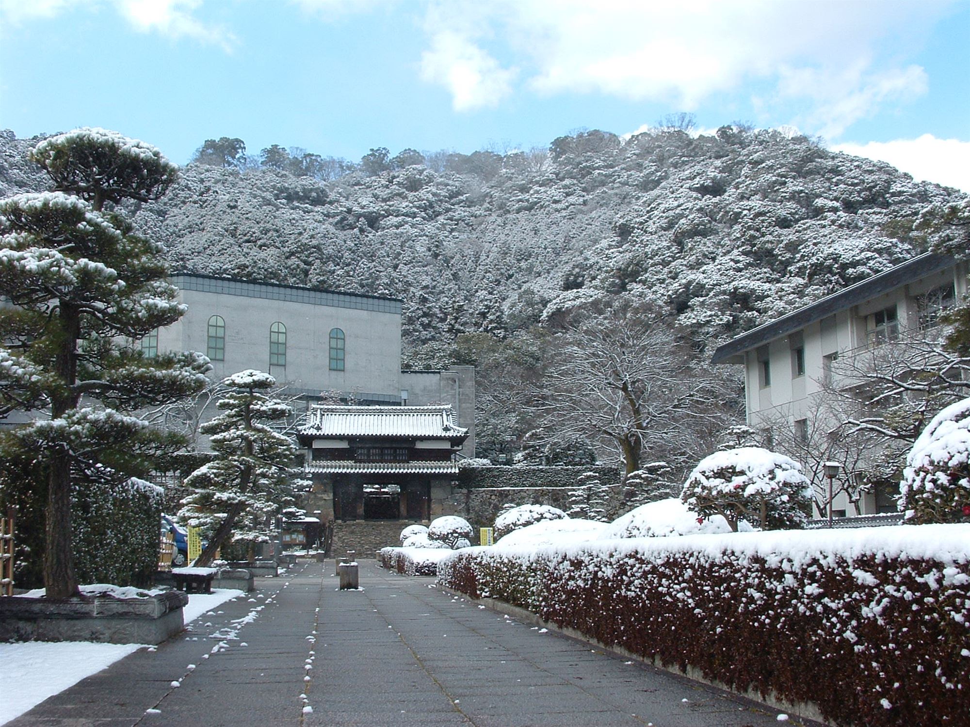 雪と城跡